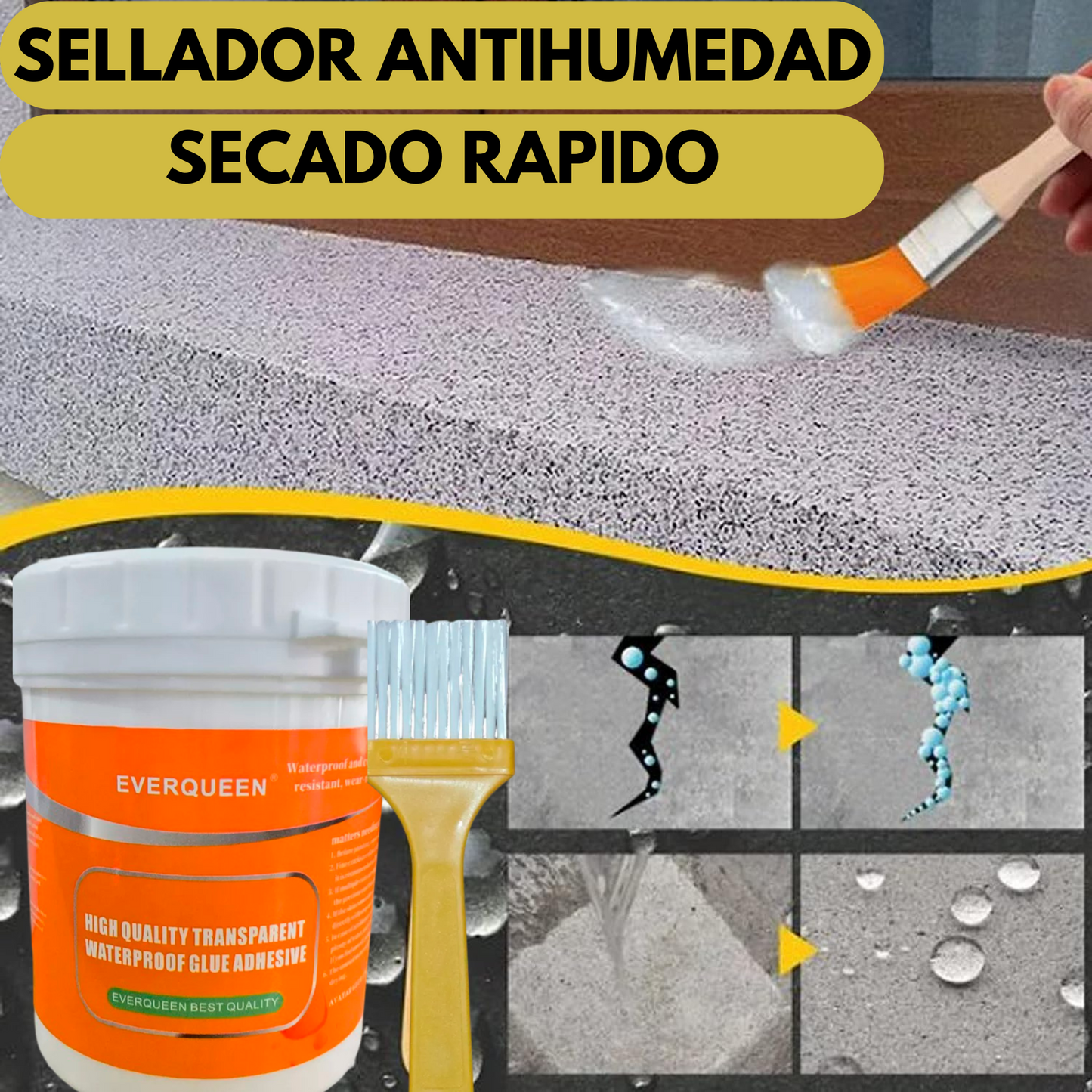 PROMO 2X1 - 2 Selladores impermeabilizantes transparente 300g + 2 BROCHAS DE REGALO